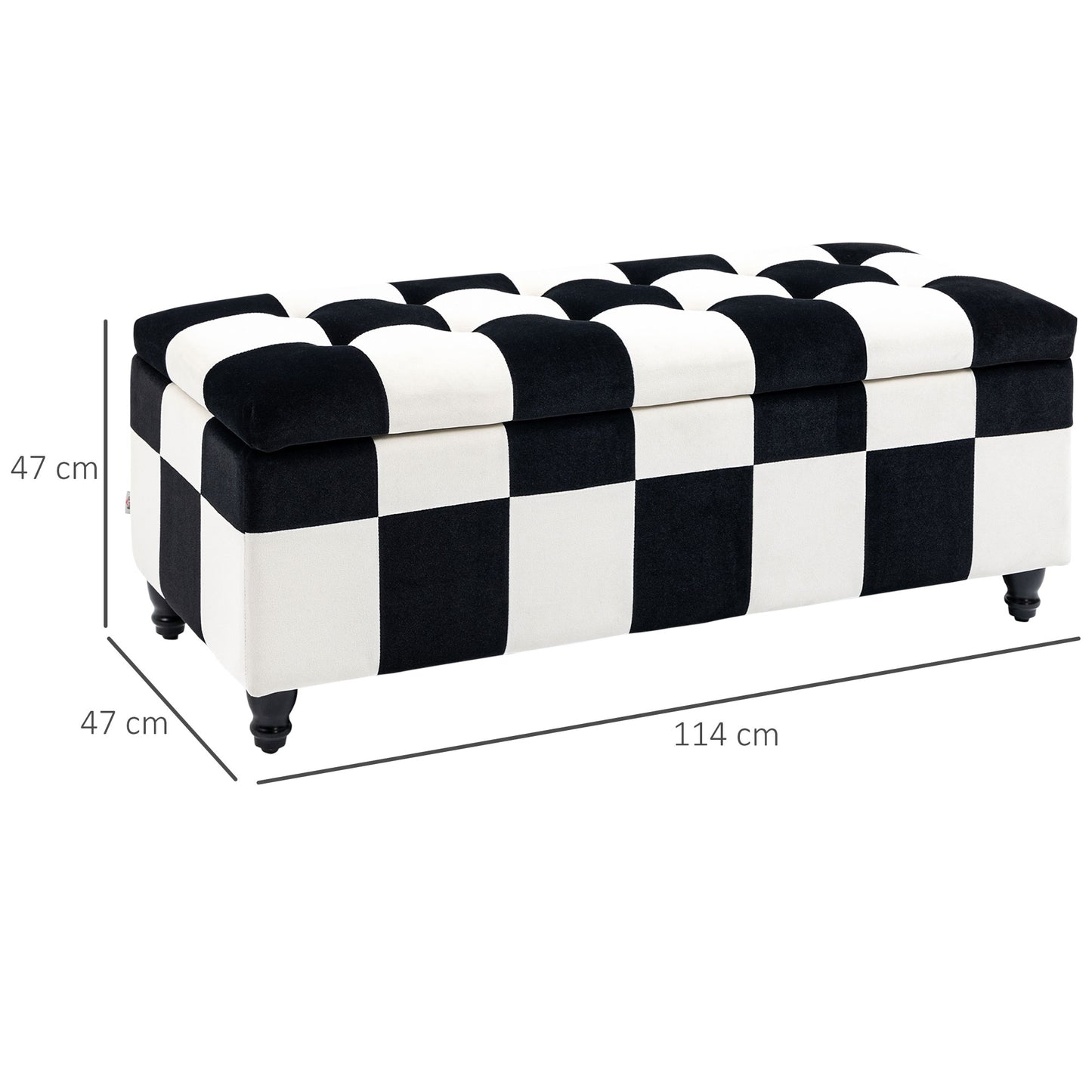114 X 47 X 47Cm Velvet Storage Ottoman with Lid for Living Room Bedroom