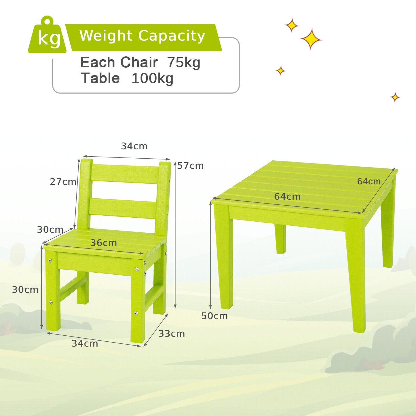 3-Piece Kids Table & Chairs Set Toddler Activity Table Desk Chairs Waterproof