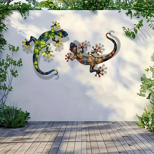 2-Piece Metal Gecko Wall Art Set