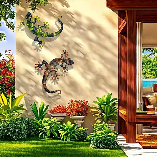 2-Piece Metal Gecko Wall Art Set