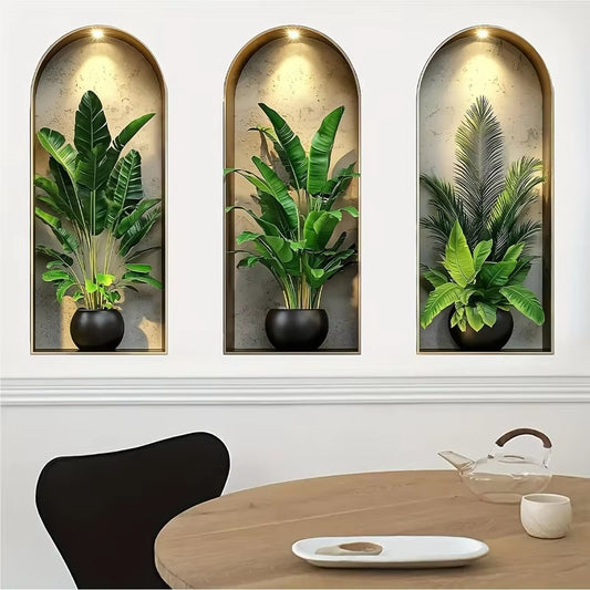 3D Watercolor Plant Wall Stickers Decor