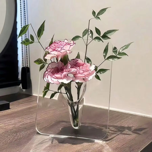 Clear Acrylic Frame Flower Vase Modern Decor