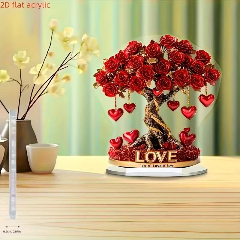 Crystal Heart Rose Tree Valentine Decor