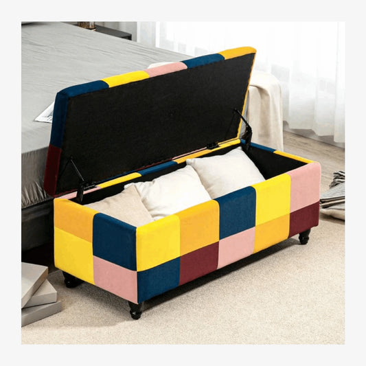 Velvet Storage Ottoman with Lid – 114x47x47 cm