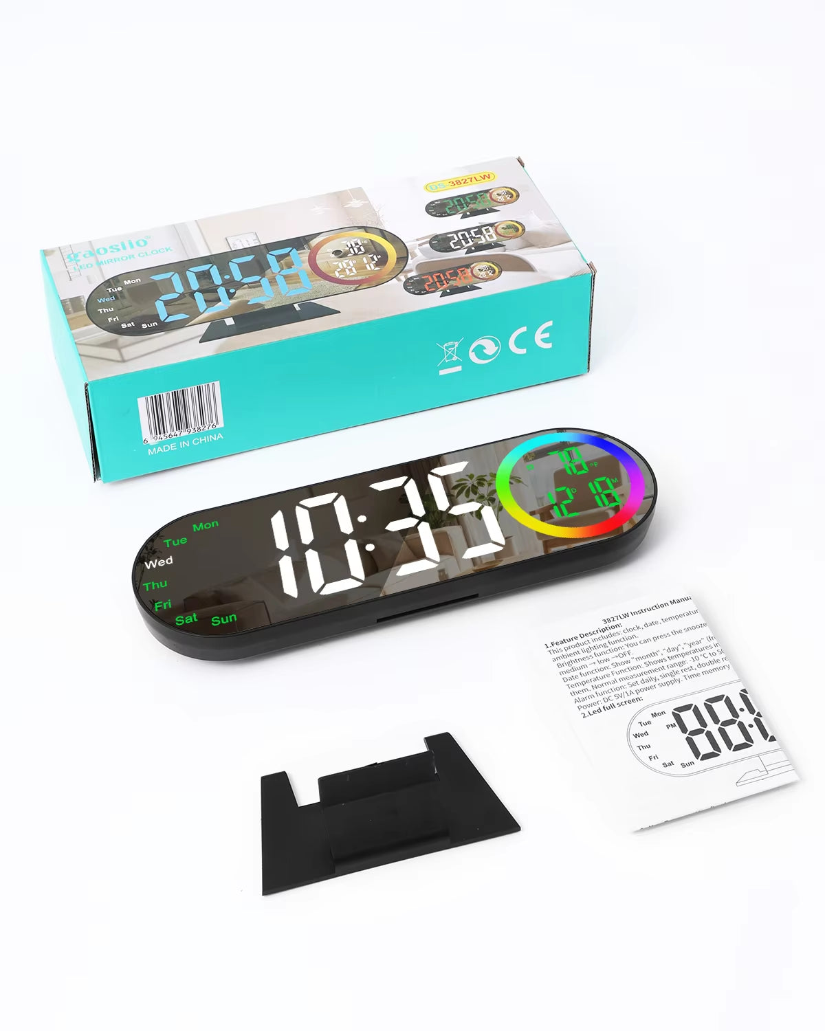 ORIA 8.5'' LED Mirror Clock with RGB Light