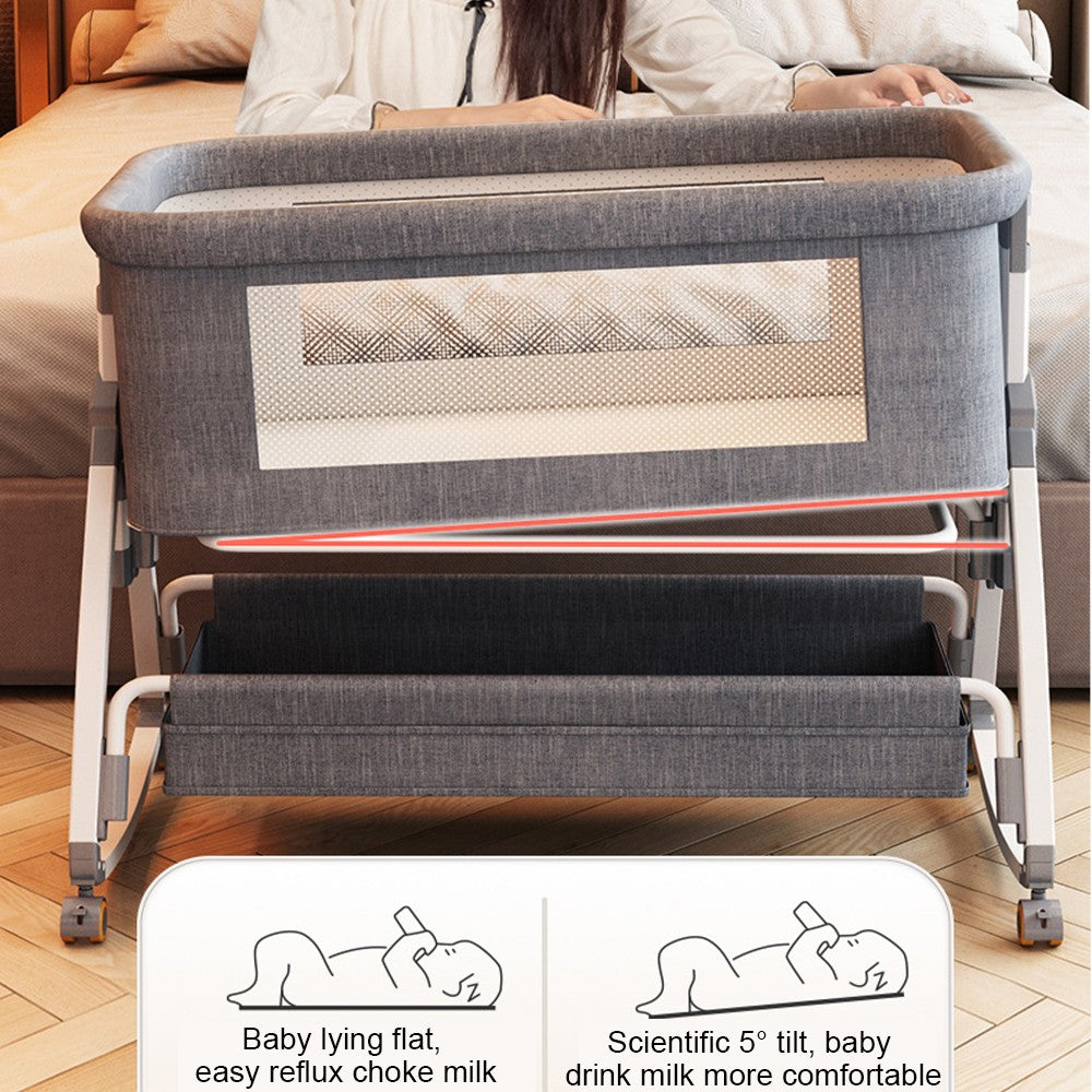 3In1 Baby Bedside Crib Sleeper Bassinet Height-Adjusta