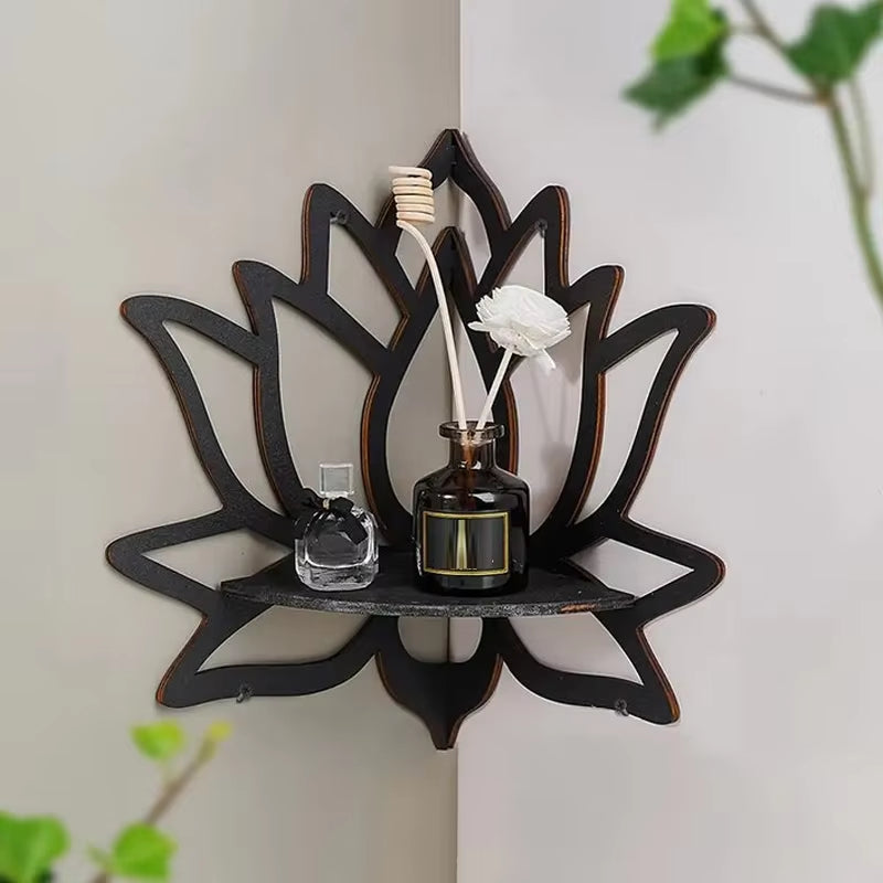 Wooden Lotus Wall-Mounted Aromatherapy Shelf