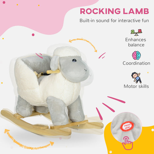AIYAPLAY Baby Rocking Horse with Safety Belt, Sound, for Ages 18-36 Months