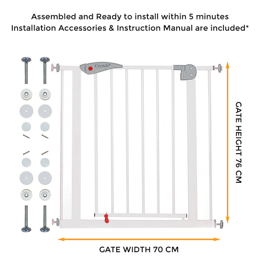 Baby Safety Gate Pet Dog Barrier Stair Home Doorway Safe Secure Guard 70X76Cm