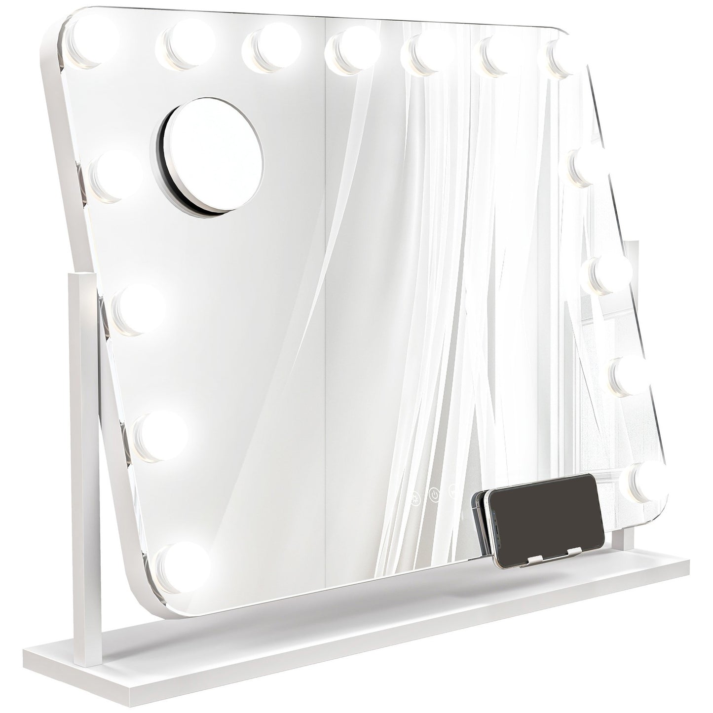 HOMCOM Hollywood Dimmable Lighted Makeup Mirror with Magnifier, USB Port
