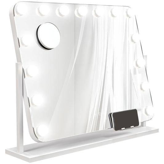 HOMCOM Hollywood Dimmable Lighted Makeup Mirror with Magnifier, USB Port