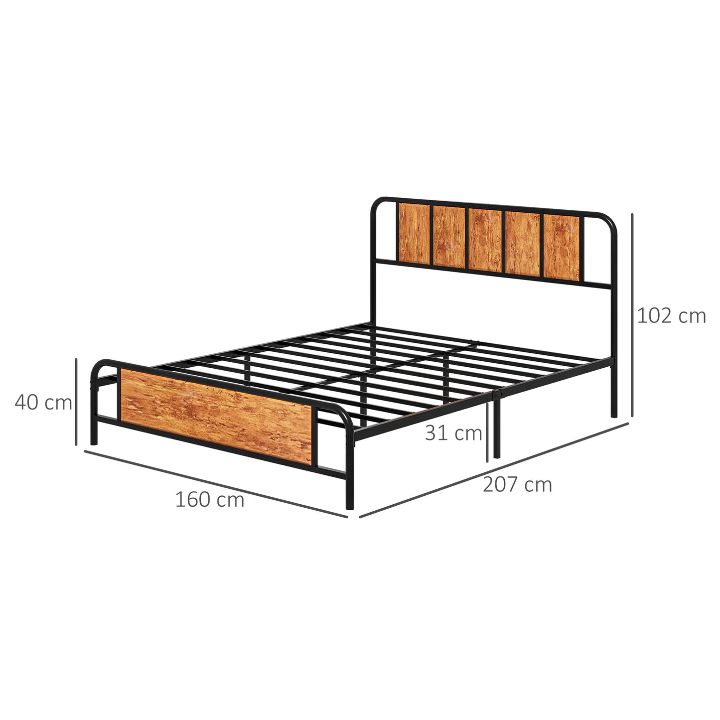 Bed Frame with Footboard and under Bed Storage Rustic Brown
