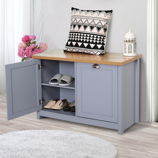HOMCOM Shoe Cabinet 4Storage Units Wood Effect Top Entryway Livingroom Furniture