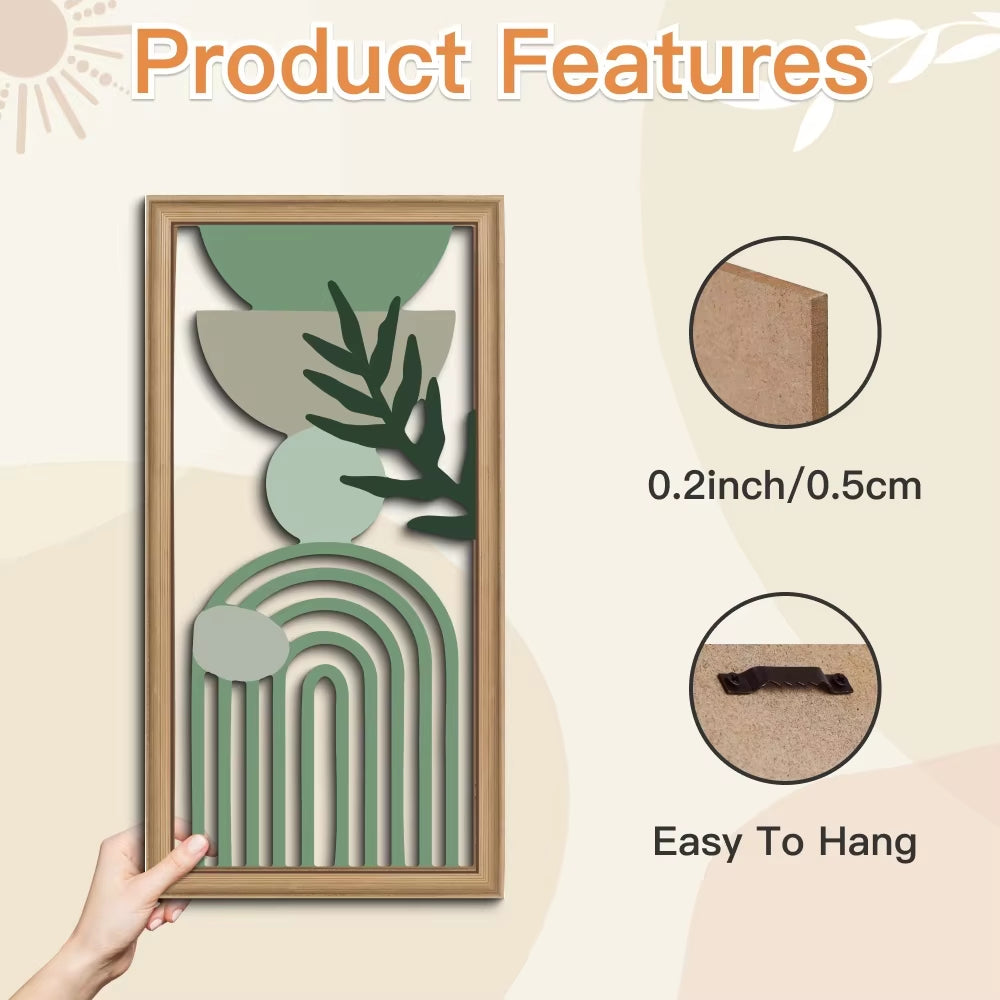 3PCS Boho Wooden Leaf Wall Hanging Decor