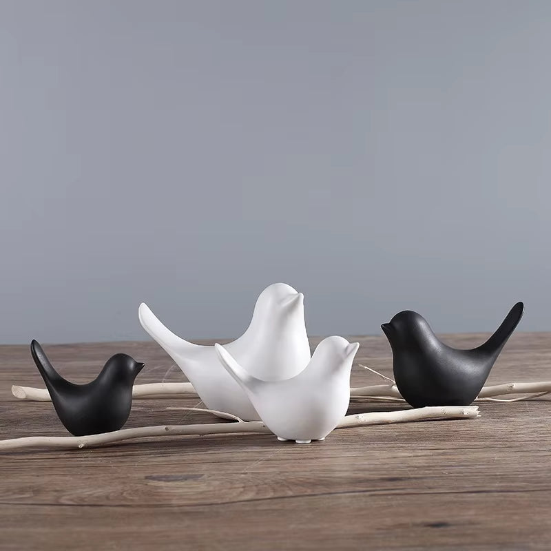 Nordic Ceramic Bird Figurine Table Decor