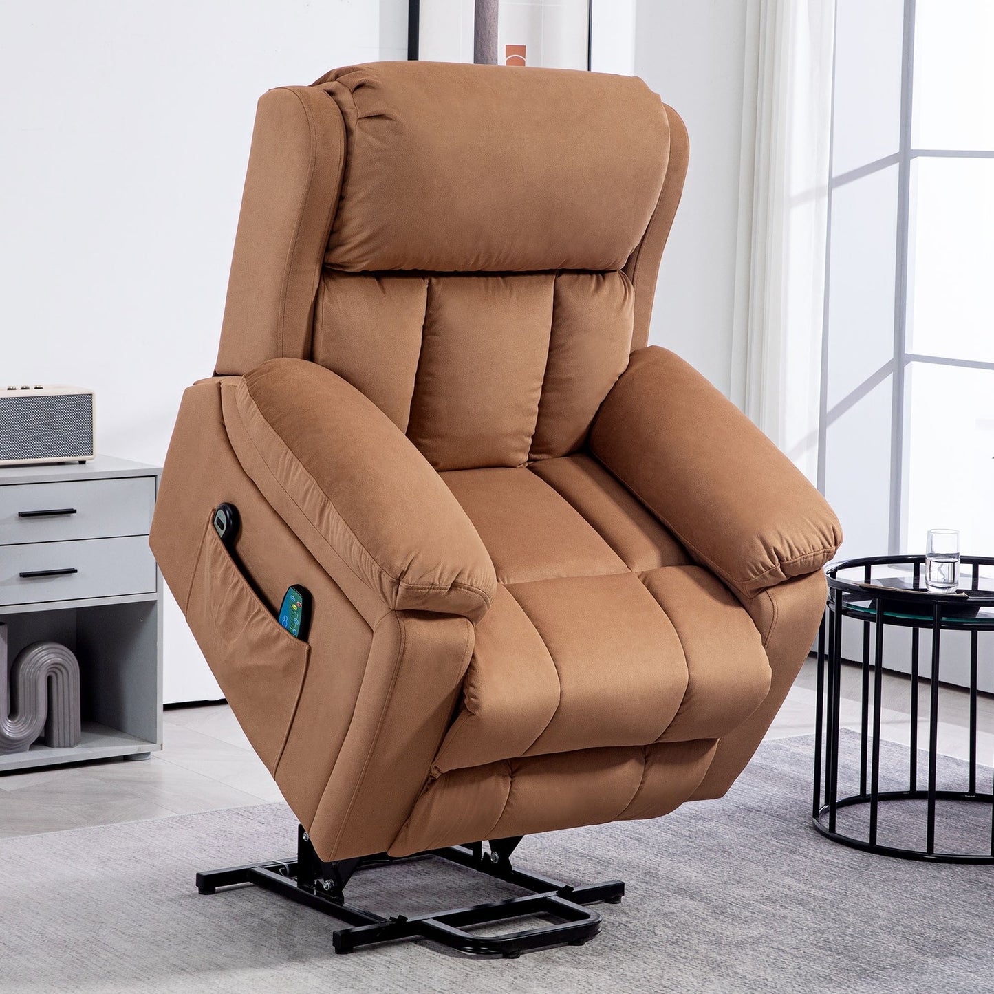 HOMCOM Lift Chair Riser and Recliner Chair with Vibration Massage, Heat, Brown