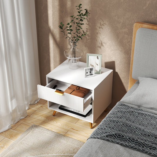 End Table with Drawer and Open Compartment for Bedroom
