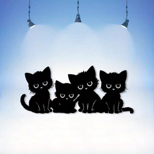 Black Metal Cat Silhouette Wall Art Set