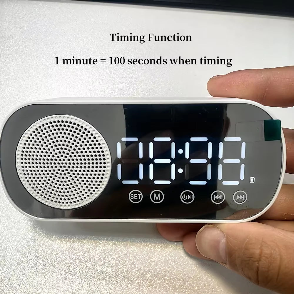 Mini Mirror LED Alarm Clock with FM Speaker