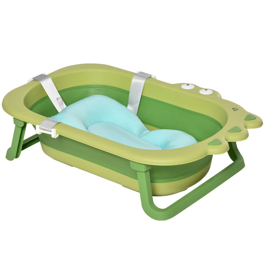 Ergonomic Baby Bath Tub for Toddler with Baby Cushion for 0-3 Years Green