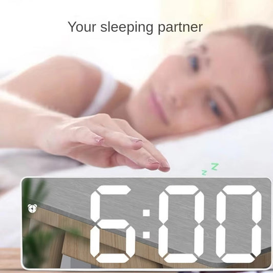 Smart LED Mirror Alarm Clock with Temperature
