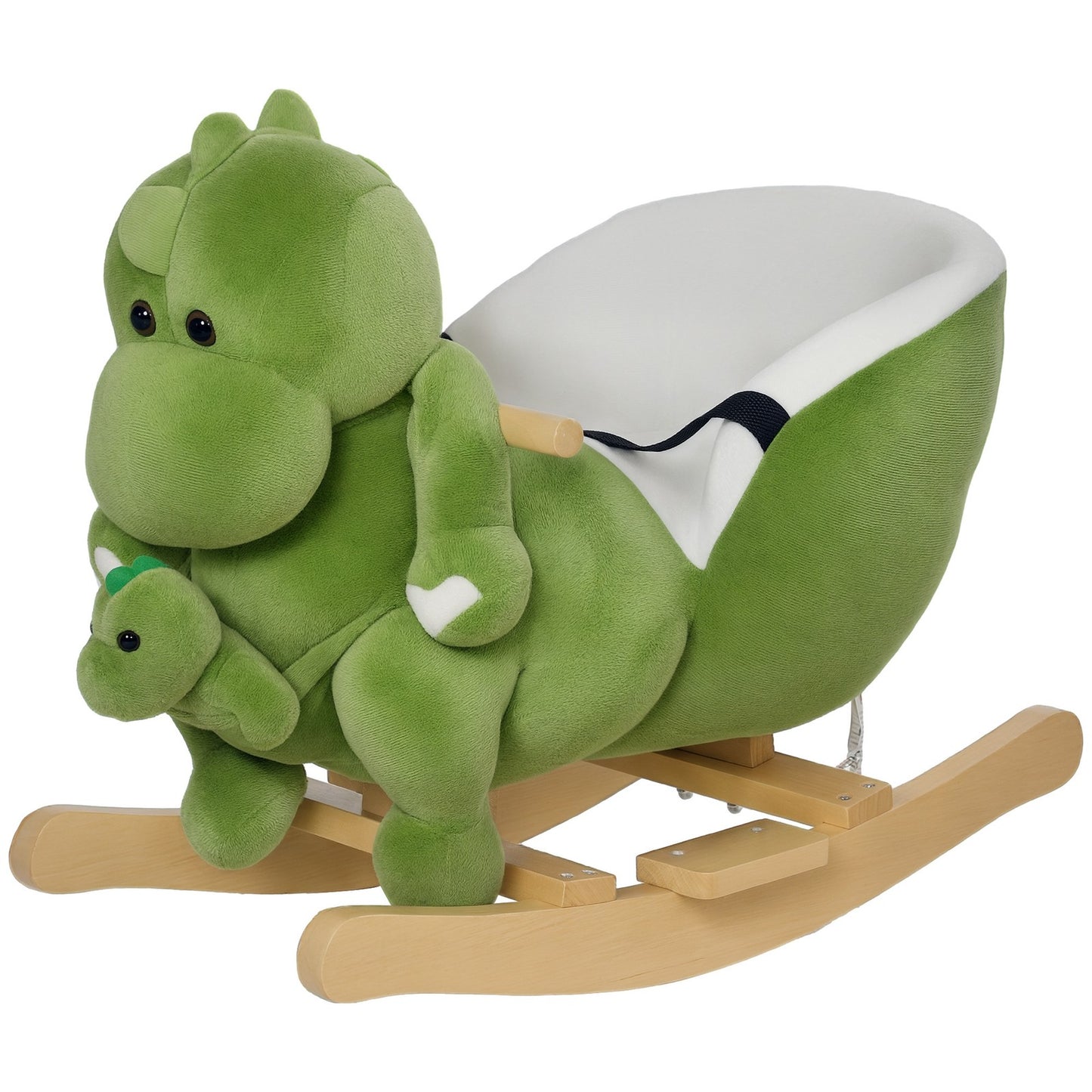 AIYAPLAY Baby Rocking Horse W/ Safety Belt, 32 Songs, Wood Base, Hand Puppet