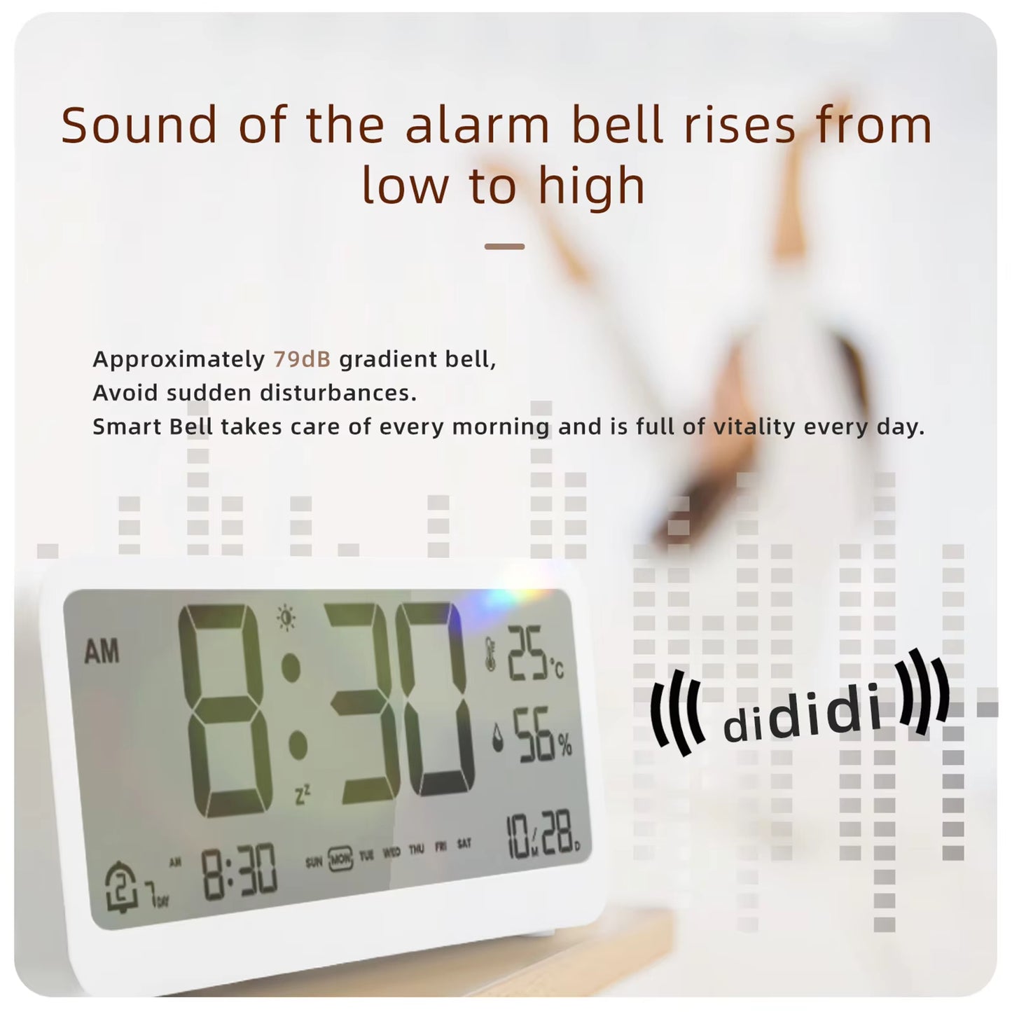 8001-EN LED Alarm Clock with Temp & Humidity