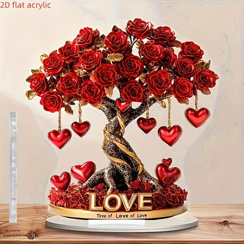 Crystal Heart Rose Tree Valentine Decor