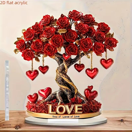 Crystal Heart Rose Tree Valentine Decor