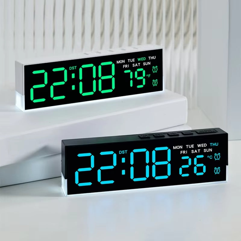 LED Digital Alarm Clock with Temp & 2 Alarms
