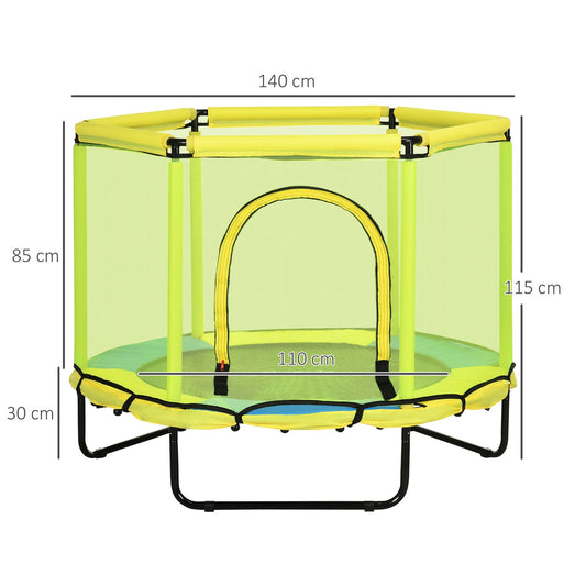 4.6 FT Kids Trampoline with Security Enclosure Net Bungee Gym, Yellow