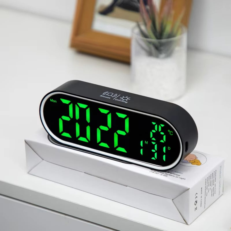 Rechargeable LED Mirror Alarm Clock 2 Alarms