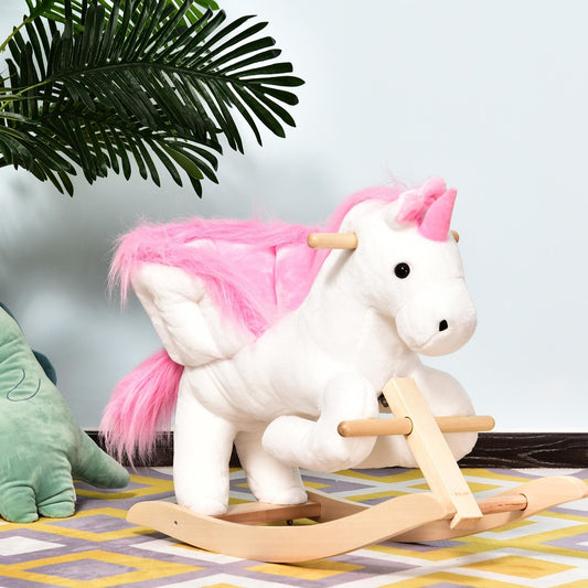 Kids Ride on Unicorn Baby Rocking Horse Rocker Chair Plush Toy with Music