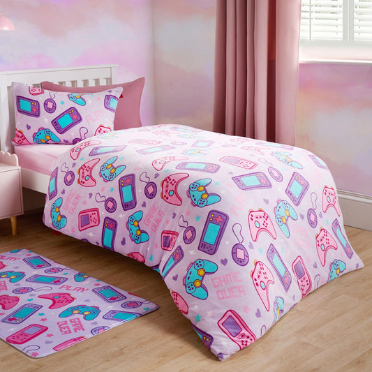 Gaming Duvet Cover Set Warm Fleece Bedding Quilt Thermal Warm Cosy Single Double