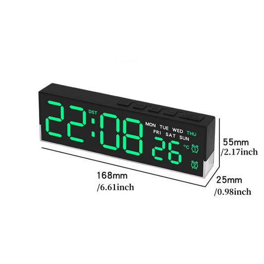 LED Digital Alarm Clock with Temp & 2 Alarms
