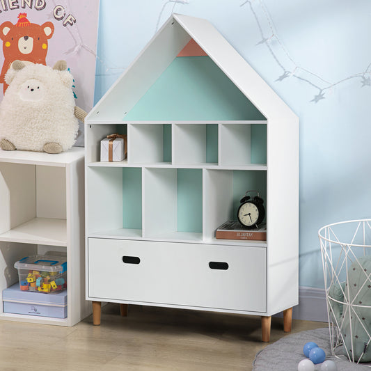 Kids Bookshelf Chest W/ Drawer Cubes Baby Toy Wood Organizer Display Stand