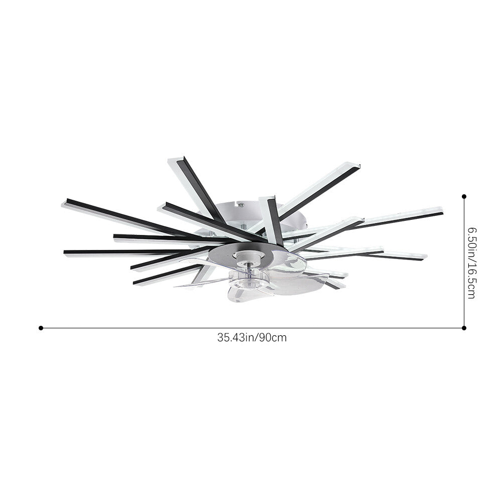 6 Speed Large LED Ceiling Fan with Lighting LED Light Adjustable Wind + Remote