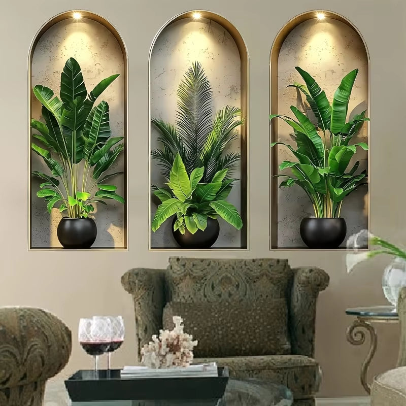 3D Watercolor Plant Wall Stickers Decor