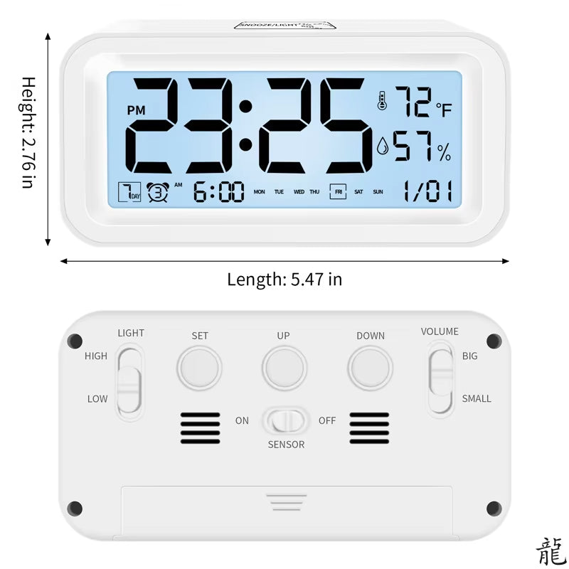 LED Digital Alarm Clock with Temp & Humidity