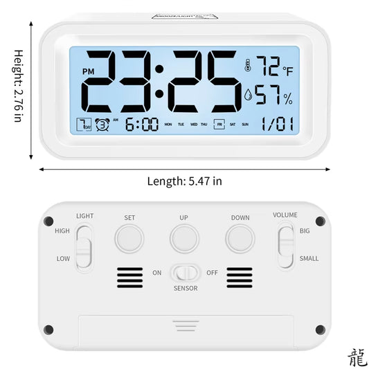 LED Digital Alarm Clock with Temp & Humidity