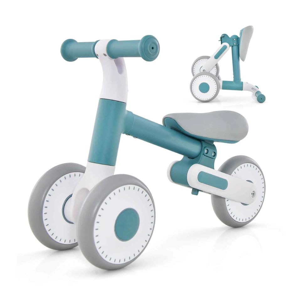 Baby Balance Bike – 4 Wheels Toddler Walker, Blue