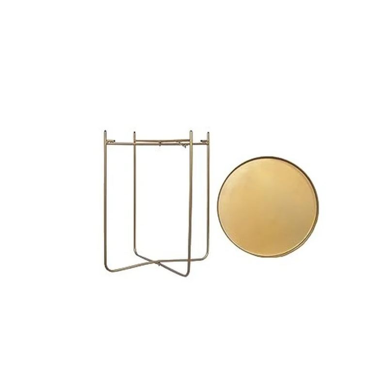 Gold Metal Round Side Table – Tray Top & Nightstand