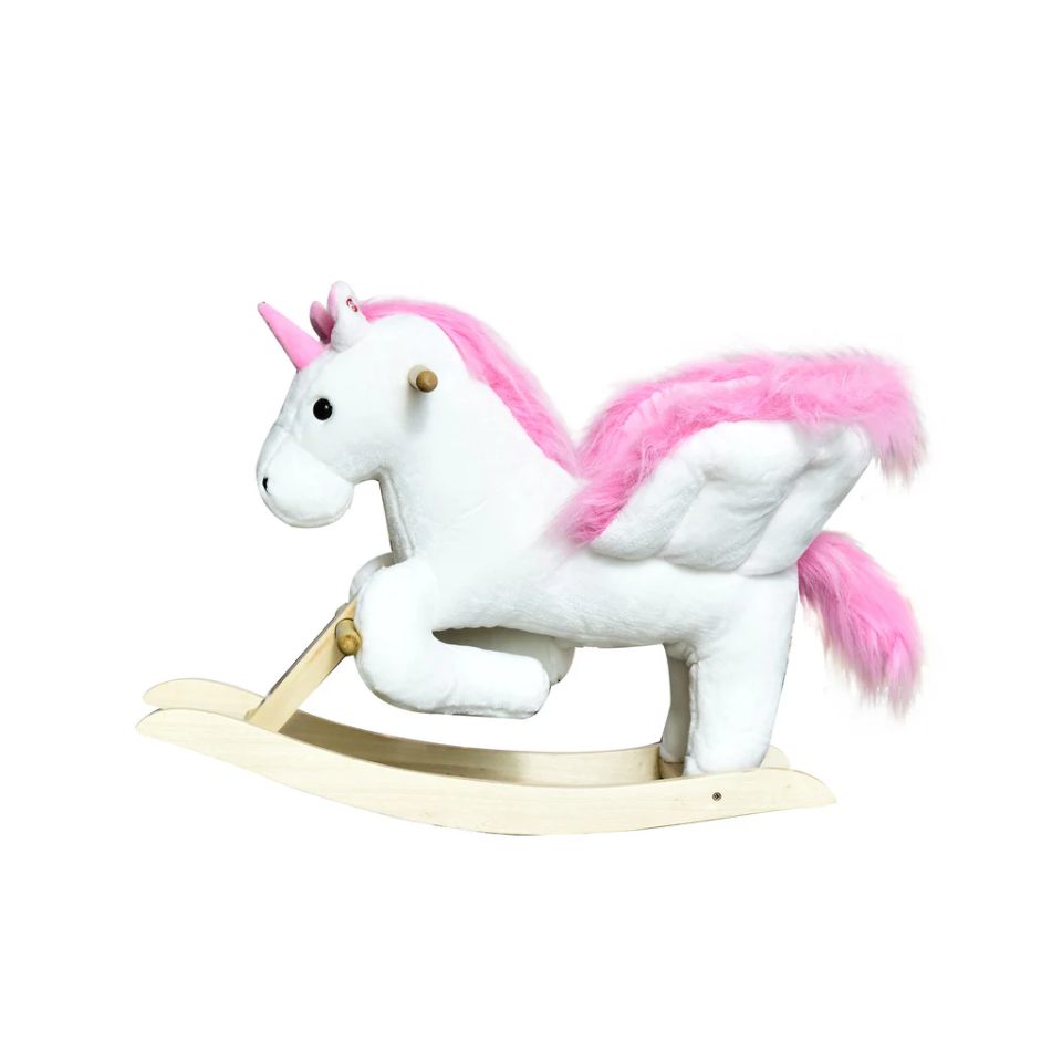 Kids Ride-On Unicorn Rocking Horse – Plush with Music