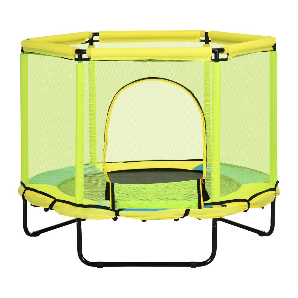 4.6FT Kids Trampoline with Safety Net – Yellow