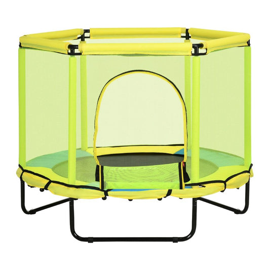 4.6FT Kids Trampoline with Safety Net – Yellow