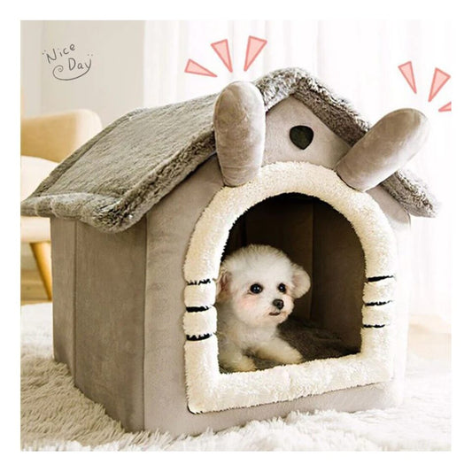 Pet Igloo Bed for Cats & Dogs – Cozy Washable Fleece House