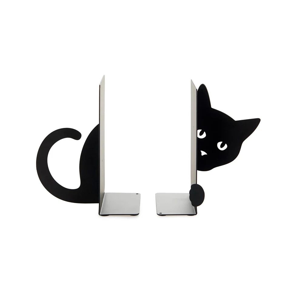 Black Metal Bookend – Heavy Duty, Anti-Slip