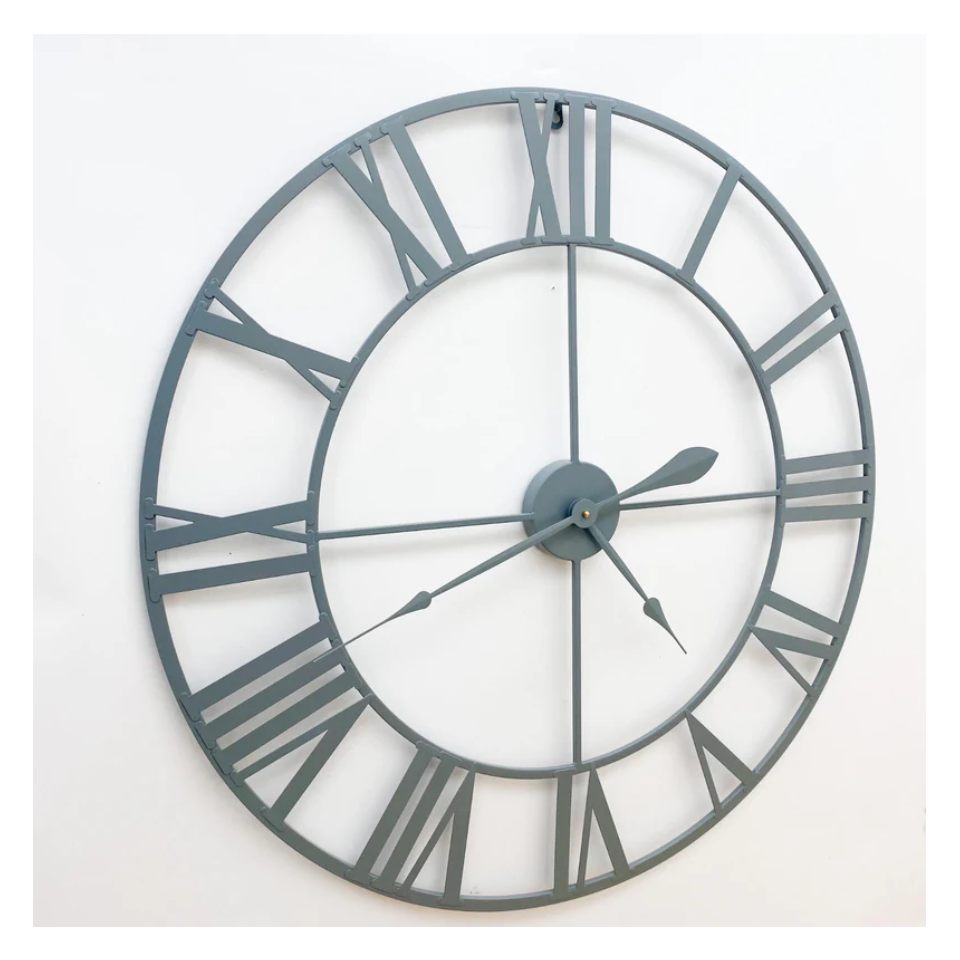 80 cm Skeleton Roman Wall Clock – Metal, Vintage