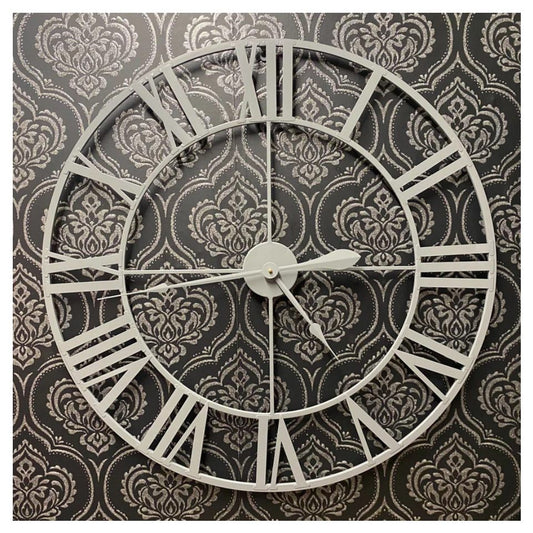 80 cm Skeleton Roman Wall Clock – Metal, Vintage