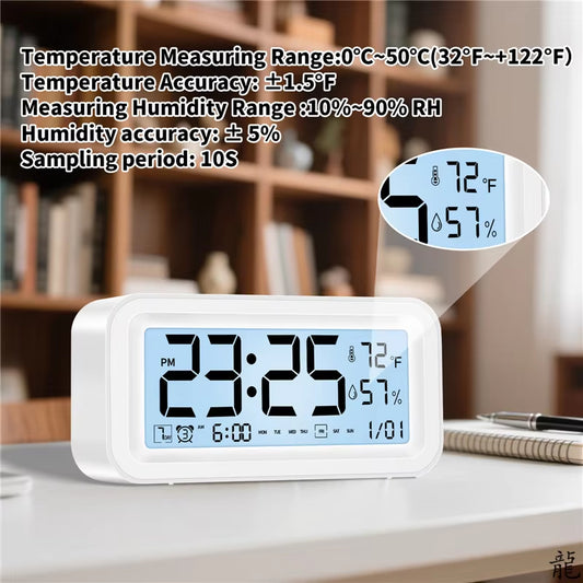 LED Digital Alarm Clock with Temp & Humidity